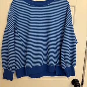 Amazon Women's Blue Striped Sweatshirt